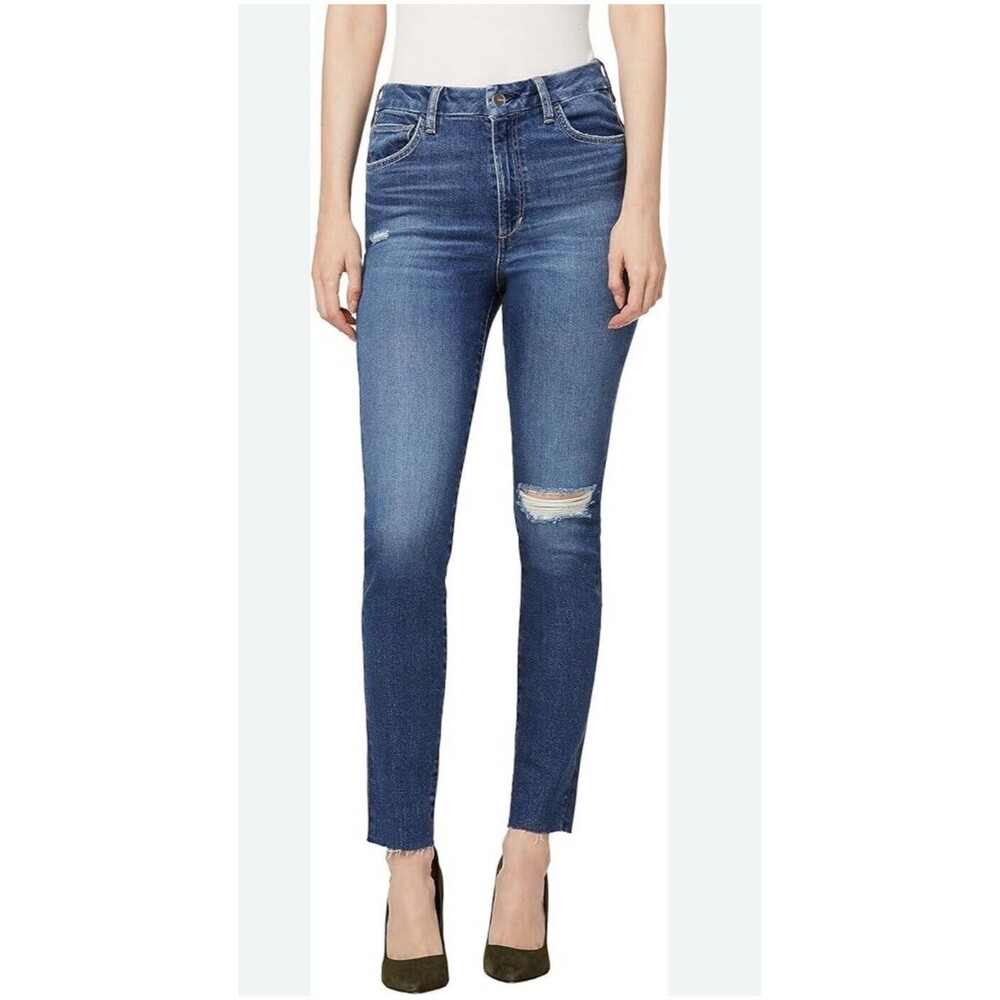 Joe's Jeans High Rise Ankle Jeans Distressed Raw Hem 31 Great Condition Stretch